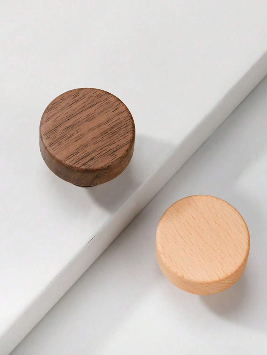 2 piezas Tirador de cajón de madera de un solo orificio, tirador de madera de cabeza redonda para gabinete/puerta de armario - hayanogal - Ver 1