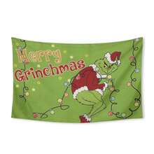 The Grinchs Merry Christmas Tapestry Flag Photo Backdrop Christmas Banner For Xmas Room Aesthetic Living Room Bedroom Party Decorations College Dorm Decor - Multicolor - View 7