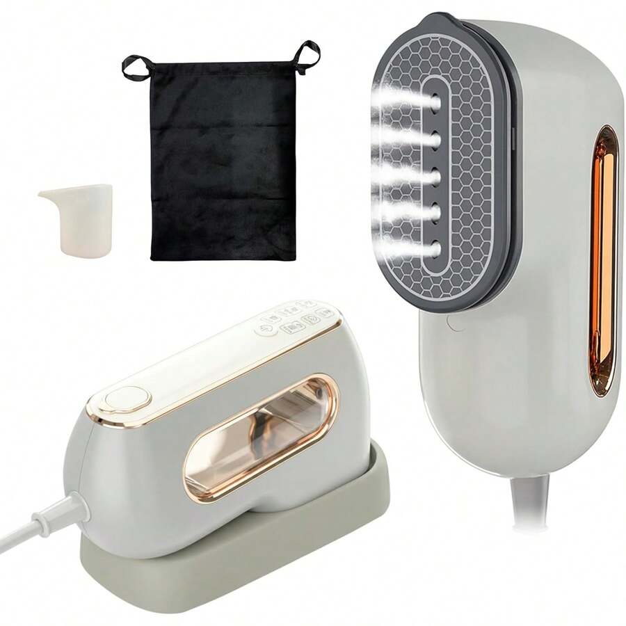 Bluelander Plancha de Vapor Portatil 2 en 1, Plancha y Vaporizador Vertical, Capacidad 100ml, Calentamiento Rápido en 30 Segundos, Elimina Arrugas, Incluye Bolsa de Franela, Ideal para Viajes (Gris) - Gris - Ver 1