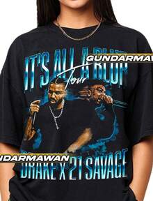 Drake X  Its All A Blur Tour Unisex Softstyle T-Shirt Gift For Women And Man Unisex T-Shirt Vintage Hip Hop T.Jpg - 黑色 - 查看 1