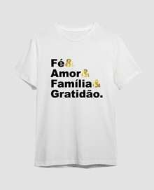 Camiseta Feliz Natal Fé Amor Familia Gratidão Natalina Merry Christimas Papai Noel - Branco - Visão 3