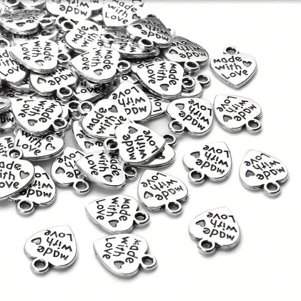 قلب معلق DIY صنع المجوهرات - سبيكة الزنك، دائم، قلادات وسلاسل مفاتيح للأساور والأقراط والإكسسوارات، قلادات مفاتيح، قلادات لصنع المجوهرات، إكسسوارات سلاسل المفاتيح، تصميم على شكل قلب، نهاية معدنية