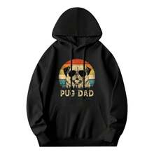 Vintage Pug Dad Graphic Hoodie - Perfect Father's Day Gift For Dog Lovers, Casu,Soft And Breathable Fabric, Loose Style, Perfect For Concerts And Hiking Trips - 款式9 - 查看 1