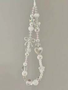 2026新年、情人节、蝴蝶结金色心形手机挂绳、简约星星吊坠腕带、可拆卸挂绳、多功能户外手持挂绳、防丢防盗手机壳挂饰、附赠礼品垫，适合在生日、节日等场合赠送给母亲、家人、朋友。 - 彩色 - 查看 4