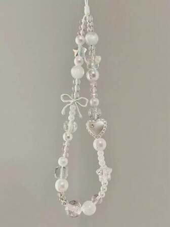 Bow Alloy Heart-Shaped Mobile Phone Strap, Simple Small Star Pendant Wristband, Detachable Strap, Multi-Functional Outdoor Handheld Strap, Anti Loss And Anti-Theft Phone Case Hanging Decoration, Comes With Gift Pad Suitable For Mothers, Family, Friends, Birthdays, Holidays Mobile Phone Pendant