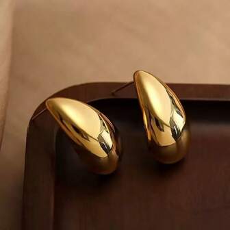 Pendientes De 18 Quilates Con Diseño Clásico De Gota De Agua De Acero De Titanio A La Moda, Adecuados Para El Uso Diario De Las Mujeres