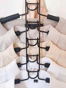 5-In-1 Heavy Duty Metal Clothes Hanger | Space-Saving Non-Slip Foam Padded Hanger For Coats, Sweaters, Suits, T-Shirts, Jackets, Shirts | Home, Office, Dorm, Travel, Laundry Room Wardrobe Essential | Slim Design, Extra Large Capacity, Non-Slip Shoulders, Rust-Proof, Foldable, Uniform Thickness, Essential For Men, Women, And Teens - Multicolor - View 6