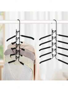 5 Packungen Metall Schwerlast Platzsparende Kleiderbügel, 5-in-1 Mehrschichtig, mit rutschfester Schaumstoffpolsterung, für Mäntel, Pullover, Anzüge und T-Shirts - Verschiedenfarbig - Übersicht 3