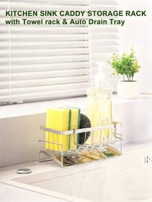 Rak Pengering Piring Wastafel, Rak Organizer Multifungsi, Rak Pengering dengan Gantungan Handuk dan Baki Tetes Otomatis, Menampung Spons Dapur, Cocok untuk Wastafel Dapur, Terbuat dari Baja Karbon Tahan Karat, Baja Tahan Karat, atau Plastik, Aksesoris Wastafel Dapur, Dapur, Ramadan, Hadiah, Perlengkapan Dapur, Aksesoris Kamar Mandi - MultiWarna - View 4