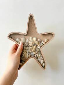 1 Stück Baby Zimmer Deko Seestern Tisch Display Regal, Ozean Thema Schmuck Aufbewahrung Organizer, Transparentes Sparschwein aus Holz, Seestern Display Box, Kreatives Holz Tisch Display Regal, Muschel Münzaufbewahrungsbox, geeignet für Baby Mädchen und Jungen