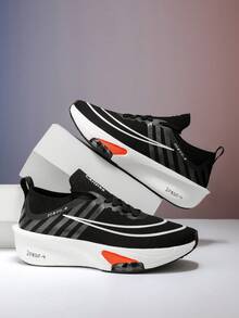 L.S.W.P Men's Road Running Shoes, Featuring Carbon Fiber Plate Technology - Lightweight Cushioned Sports Sneakers, Non-Slip TPU/Rubber Outsole, Breathable Design, Suitable For Marathon, Gym Training - Unisex For Men, Women & Teens, All-Season Performance Shoes, Fitness Workout Trainers, Dynamic Colors, Secure Fit, High-Efficiency Footwear, Active Lifestyle - Black - View 7