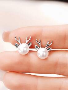 1 Pasang Anting Tusuk Sederhana untuk Wanita, Cocok untuk Pernikahan, Pertunangan, Ulang Tahun, Pesta, Perhiasan, dan Hadiah Hari Natal - 1# - View 9