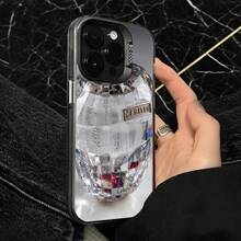 Funda para teléfono con patrón de cristal espejo plateado, impresión de periódico y texto Zerom para iPhone 14 Pro Max y  Galaxy S23 Ultra, adecuada para todas las estaciones, opción de regalo ideal. - Negro - Ver 4