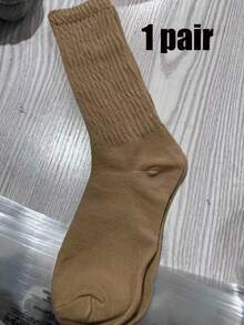 5双秋冬女士加厚保暖小腿袜，四季皆宜，长筒绒袜，Y2K风格，舒适保暖