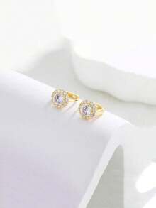 BALMORA A Pair Of Sterling S925 Sterling Silver Simple Fashion Round Zirconia Hoop Earrings For Women Daily Life Jewelry Gift