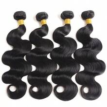 Body Wave 巴西真人发束，适合女士 - 100% 未加工的原生发编织接发，耐用且柔韧的双纬，舒适的真发束 - 适合所有人，1/3/4 束 - Natural Black - 查看 65