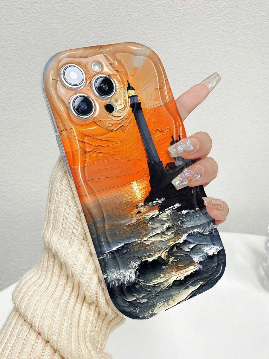 Funda para teléfono Sunset Lighthouse Waves compatible con fundas , 17, 16 Pro Max, 15 Pro Max, 13 y 12. Fabricada en TPU, ofrece protección contra golpes y caídas. Un regalo maravilloso para familiares, amigos, seres queridos, novios/novias y para Navidad.fundas para celular,funda para celular,telefonos celulares oferta,fundas para 13,fundas de celular,fundas para teléfono,fundas de teléfono,funda de celular,fundas para 11,fundas para celulares,fundas graciosas,fundas de ,fundas - transparente - Ver 1