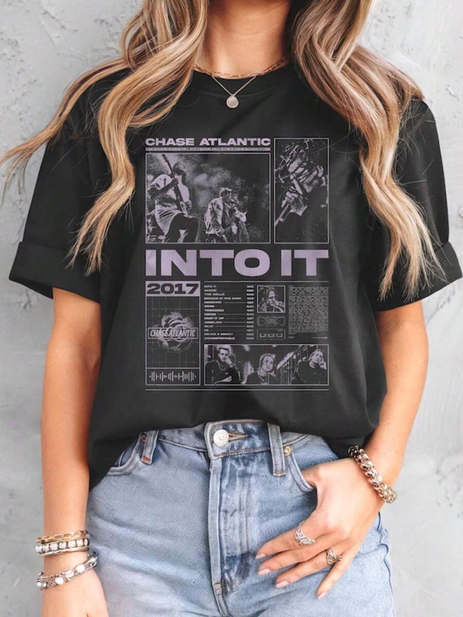 Chase Atlantic T-Shirt - 'Chase Atlantic' Album Shirt - Pop Music Merch Tee - Unisex Music Lover Chr - 黑色 - 查看 1