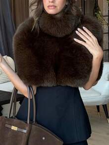 Áo tank top nữ thời trang cổ cao, chất liệu flanel mềm mại, không co giãn, dáng dài vừa phải, màu nâu. - Cà phê nâu - Xem 15