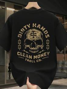 Y2K Vintage Graphic T-Shirt |  Dirty Hands With Clean Money Skull Design | Graphic Tee | Gifts For Men | Gifts For Boyfriend | 100% Cotton | 180Gsm  | Unisex - Noir - Voir 4