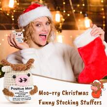 精美的钩针编织猫咪、向日葵、企鹅和鸭子摆件，搭配励志卡片，传递积极情绪和动力。这些钩针动物摆件可用作励志礼物、家居/办公装饰、交换礼物或圣诞节礼物。 - 多彩 - 查看 6