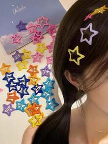 Girl's Hair Clip Kit - Star-Themed Children's Hair Clips, Cute Gift - Colorido (12 peças) - 查看 8
