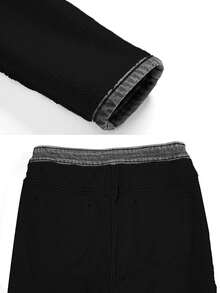 Calças legging femininas de inverno em denim elástico com forro térmico, confortáveis e quentes, ideais para atividades ao ar livre e para o Natal. - Cinza médio - Ver 5
