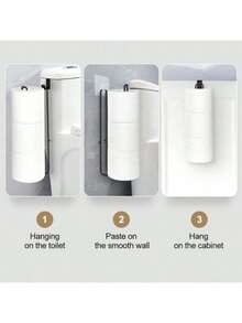 No Drill Toilet Paper Holder, Iron Art Bathroom Tissue/Towel Rack, Towel Hanger, No Need To Drill Holes On Wall, Suitable For Kitchen And Bathroom Storage, Bathroom Accessories, Essential For Back To School Season