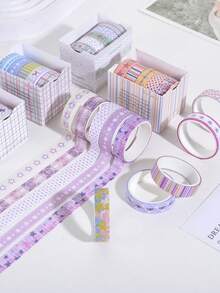 5 Rolls/Box Small Fresh Style Simple Washi Tape Set, Different Color To Choose From The Handbook Tape, Suitable For Scrapbook Decoration School Supplies Decorative - Gift For Friends - Multicolor - View 9