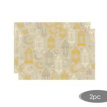 Manteles individuales y camino de mesa de lino para Ramadán (2/4/6/8 piezas) - Diseño de luna nueva con estrellas y farolillo Farnus, 12x18 pulgadas, adecuado para decoración del hogar, decoración de fiestas, reuniones festivas, decoración de Ramadán, cocina, restaurante, decoración de mesa de comedor del hogar - Multicolor - Ver 13