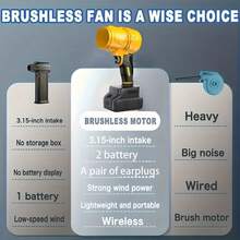 Storm Leaf Blower, Turbojet Hair Dryer, 20,000 RPM Electric Cordless Leaf Blower, 21V 2-Battery Jet Dryer, High-Pressure Air Blower, Handheld Snow Cleaner, Home & Outdoor Leaf And Dust Removal, Birthday Or Holiday Gift - Màu vàng - Xem 2