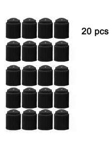 20pcs Plastic Black Car Tire Valve Stem Caps With O-Ring Rubber Seal, Round Top Dustproof Valve Stem Caps For Car, Motorcycle - Black - View 7