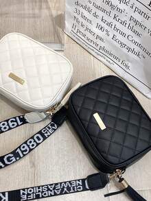 时尚新款菱格纹单肩包迷你斜挎包 - 黑色 - 查看 4