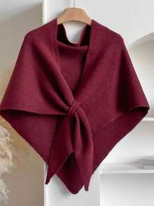 1pc Women's Solid Color Triangular Wool Blend Loose Knit Shawl, Elegant Style, Suitable For Outdoor Travel In Autumn/Winter And Snowy Season - Nhiều màu - Xem 6