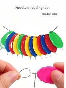 9pcs Metal Needle Threading Machine, Hand-Operated Machine Sewing Tool For Threading Needles, Suitable For Sewing, Weaving, Quilting, DIY Art, Color Mixing And Other Purposes; Plastic Threading Machine - Plastic Sewing Machine Set; Colored Cylindrical Sewing Machine; Product Sewing Machine Thread Guide, Thread Puller, Beading Tool