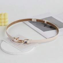 2pcs Women's Adjustable Double Buckle Decorative Belts, Minimalist Skinny Belts For Dresses, Suits, Sweaters, Korean Style - Black and White - View 3