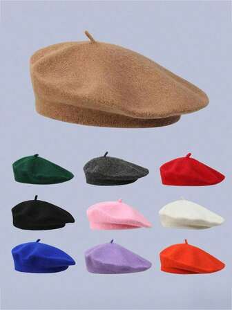 1 pieza Boina francesa - Boina de lana minimalista y de moda, adecuada para fiestas de disfraces y mascaradas para adultos - Boina unisex