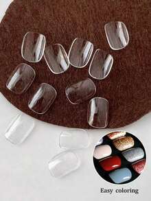 120片美甲板展示练习指甲，日式短方形椭圆杏仁形透明展示练习色卡美甲配件，初学者美甲沙龙练习用品 - 彩色 - 查看 3