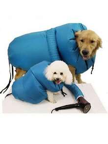 狗狗快速烘干宠物毛发袋便携式宠物烘干笼免提狗狗美容毛发清洁旅行袋，吸收水分快速烘干宠物毛发 - 藏蓝色 - 查看 6