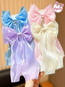 1/2/4pcs Butterfly Ribbon Hair Clips, Versatile, Dreamy & Fresh Style, Suitable For Cute Girls' Daily Wear, Parties, Adding Sweet & Dreamy Vibe To Your Look, Also Great As Gifts - Multicolor - View 3