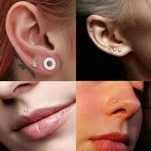 9Pcs 16G Labret Jewelry Surgical Steel Internally Threaded Lip Rings Nose Stud Earrings CZ Tragus Medusa Monroe Piercing Jewelry Set For Men Women - Multicolor - View 8
