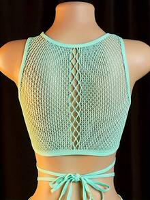 Sexy Dress Green Mesh Butterfly Mesh Sleeveless High Elasticity Transparent Mesh Dress Charming Beautiful Casual Playful Sexy Lingerie, For Valentine's Day Gift, Clubwear, Rave Party, Vacation, OOTD Body Suit - Mint Green - View 11