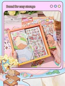 A Box Of 100 Stickers, 50 Different Miniature Landscape Scene Box Stickers, Stress-Relieving Stickers, 3D Stacked Stereoscopic House Game, Diy Handmade Sticker Materials, Interesting Miniature Landscape Sticker Gifts