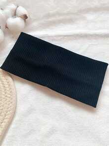 1pcs Solid Color Sports Headband, Stretchable Knitted Turban Sweatband For Women, Casual Thick Elastic Hair Band For Daily Life Gym Yoga Running, Fashionable Head Wrap For School College Campus Wear, Fall Winter Warm Ear Warmer Head Accessory, Soft Comfortable Breathable Hairband For Girls Teens, Vacation Travel Outfit Essentials, Neutral Tone Hair Bands For Women, Best Gifts For Her, Unisex Simple Design For Sports And Casual Use - 黑色 - 查看 4