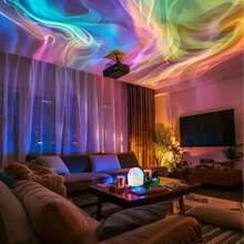 Aurora And Ripple 2-In-1 Projection Light -16 Color RGB LED Ambient Light With Remote Control, USB Power Supply, Nordic Aurora And Ocean Wave Night Light, Suitable For Bedroom, Party Decoration And Meditation | Perfect Gift, Can Be Used As Birthday Gift, Anniversary, Halloween And Christmas Holiday Gift. - Nhiều màu - Xem 10