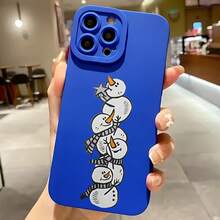 2026 nueva funda de teléfono mate, funda de teléfono con diseño de muñeco de nieve apilado con estrella y bufanda para iPhone 17 14 Pro Max 13 12 11 Xs Max Xr  Galaxy S23 S22 S21 Plus S20 Ultra S10 E Edge Note 20 10, funda de teléfono móvil, regalo para novio o novia, regalo de vacaciones - Blanco antiguo - Ver 4