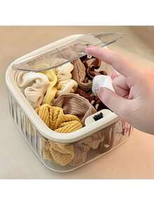 1个女孩发饰收纳盒，发圈收纳盒，可收纳发带、蝴蝶结、发夹、棉签等，发夹架，带盖发饰收纳盒，整理收纳盒 - 無色 - 查看 4