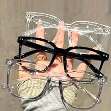 3 Pieces Set Of Unisex Square Frame Optical Glasses For Daily Wear, Campus Style Face Shaped Flat Glasses (Large Frame Glasses) - Multicolor - View 1