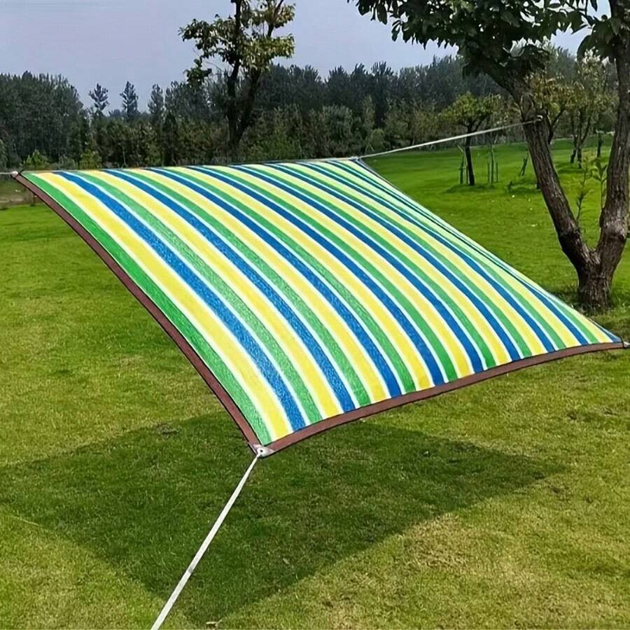 1pc Red de Camping a Rayas Coloridas para Toldo,Tela colorida con ojales, resistente al sol y duradera, ideal para cubrir invernaderos y cobertizos,Polietileno de alta densidad,Malla para Jardín,Malla de Sombra,Agricultores - Verde 3*4 - Ver 1
