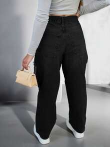 NVFelix Quần jeans nữ dáng suông rách mới năm 2026, kiểu dáng vintage, thanh lịch và thời trang, phong cách ngoài trời Y2K, chất liệu không co giãn, phù hợp cho trang phục thường ngày mùa xuân/hè, màu đen. - màu đen - Xem 3